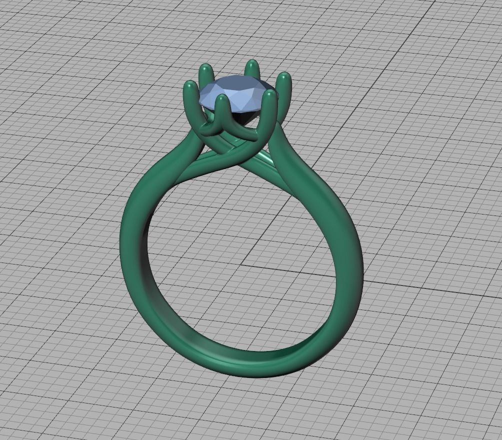 Mila Trellis Solitaire Ring 1ct stone 6claw design ring 3dmodel 3D print model_21