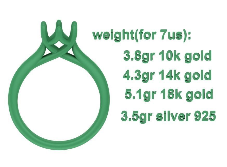 Mila Trellis Solitaire Ring 1ct stone 6claw design ring 3dmodel 3D print model_19