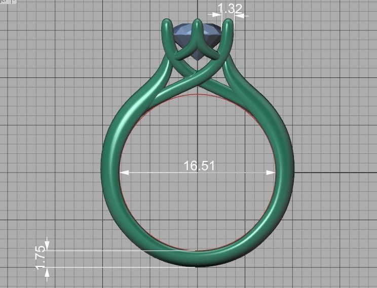 Mila Trellis Solitaire Ring 1ct stone 6claw design ring 3dmodel 3D print model_15