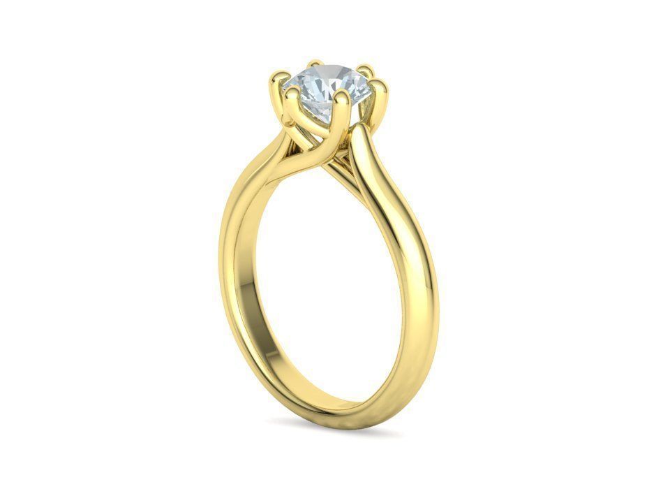 Mila Trellis Solitaire Ring 1ct stone 6claw design ring 3dmodel 3D print model_33