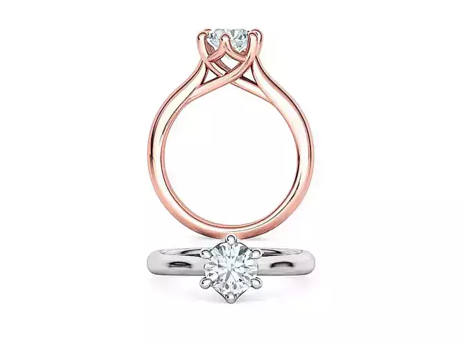 Mila Trellis Solitaire Ring 1ct stone 6claw design ring 3dmodel 3D print model