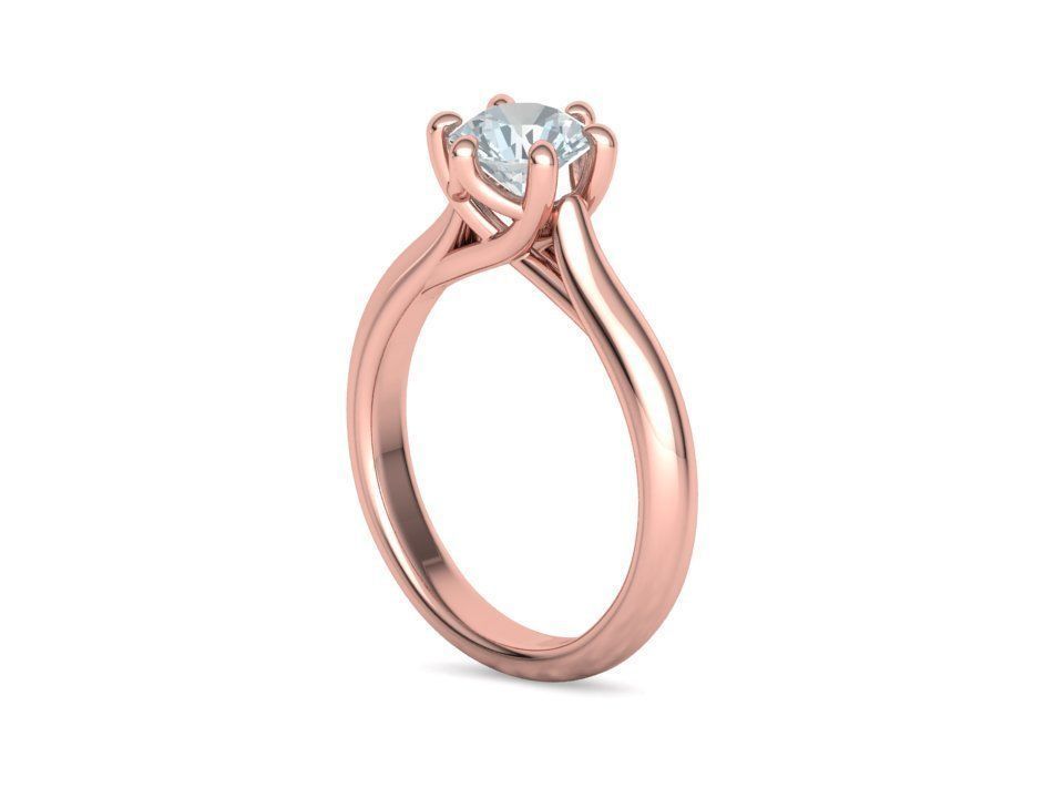 Mila Trellis Solitaire Ring 1ct stone 6claw design ring 3dmodel 3D print model_32