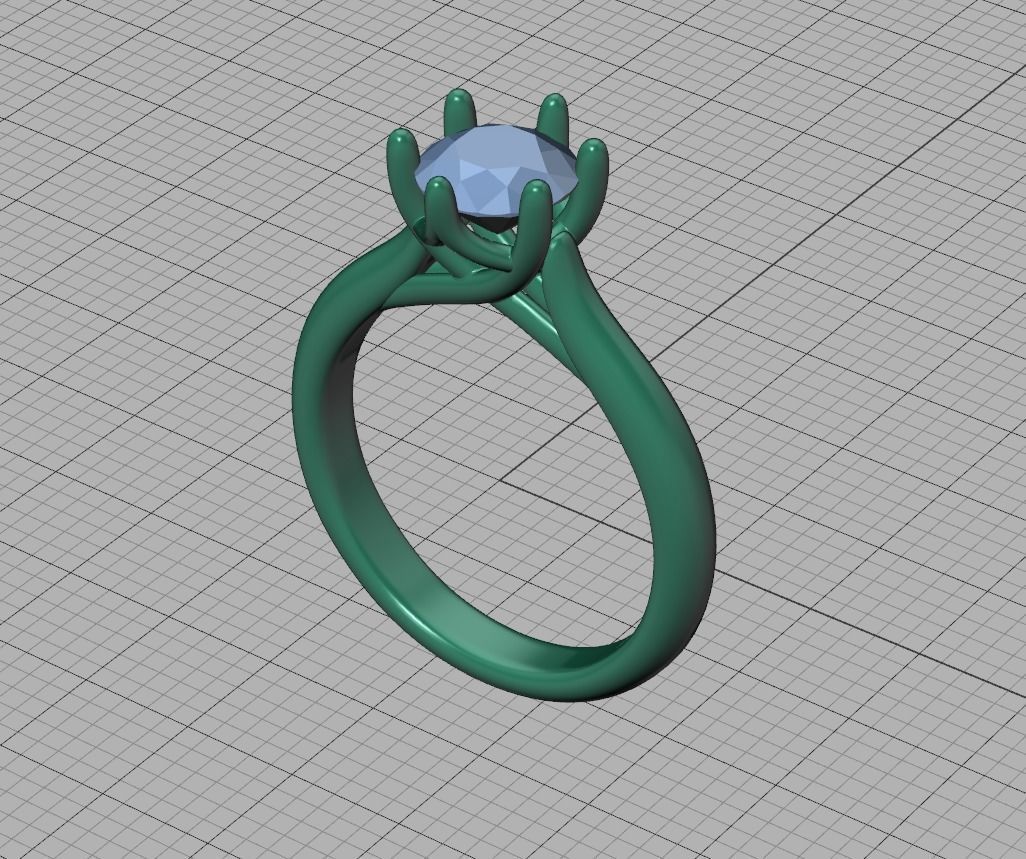 Mila Trellis Solitaire Ring 1ct stone 6claw design ring 3dmodel 3D print model_22