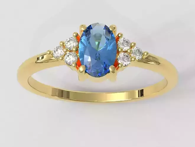 Classic Oval Gemstone Ring 3D print model