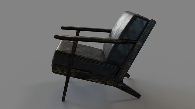 Irondale Brooks Lounge Chair Ebony 3D model 4