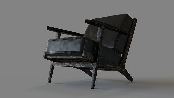 Irondale Brooks Lounge Chair Ebony 3D model 5