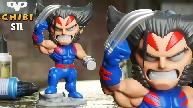 AOA Wolverine Chibi STL for 3D Printing ChibiSTL 3DXM