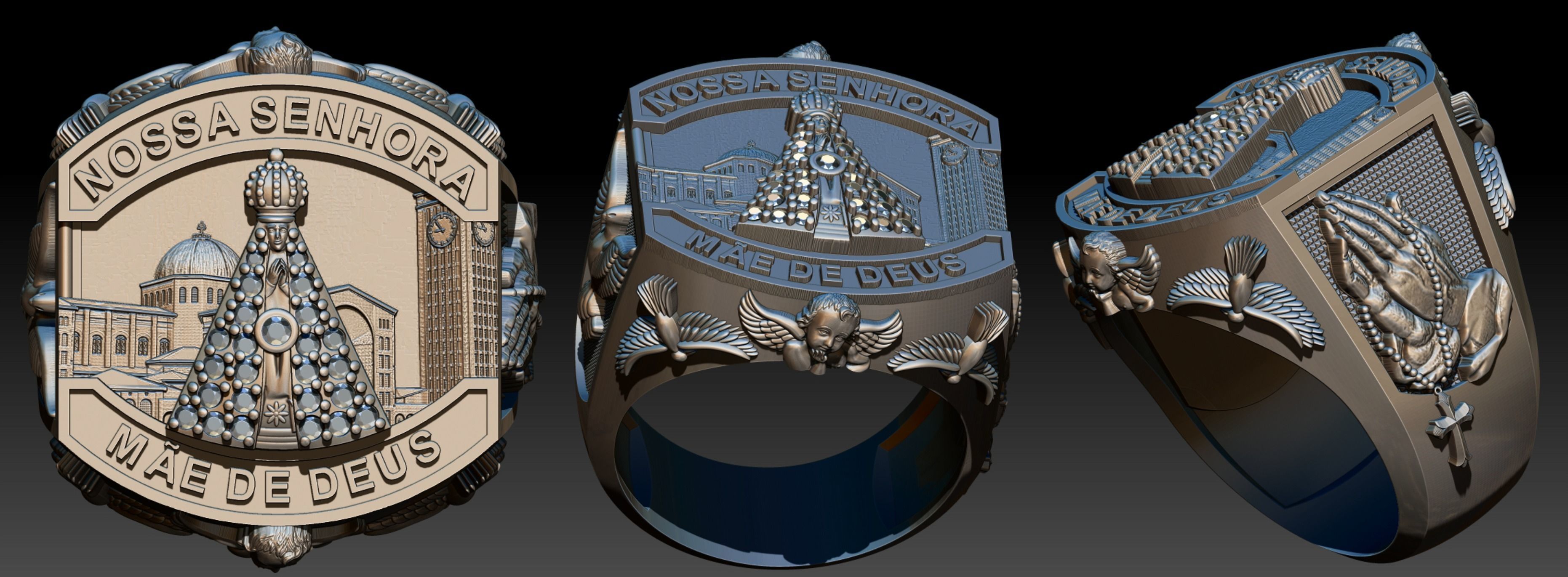 Our Lady of Aparecida Ring - Nossa Senhora 3D print model_1