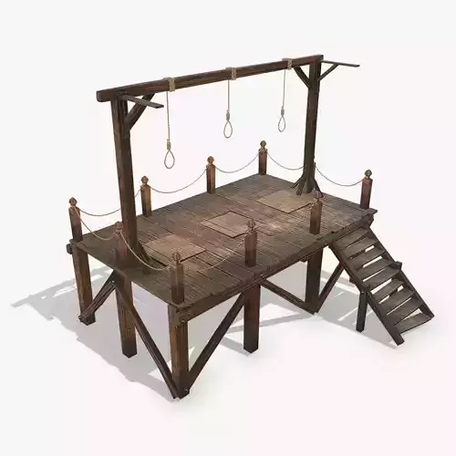  Medieval Gallows Low-poly 3D model