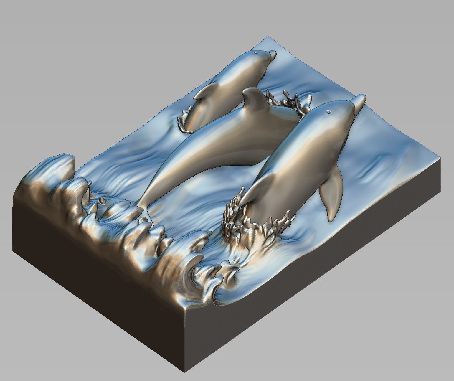 Dolphin family 3D print model_6