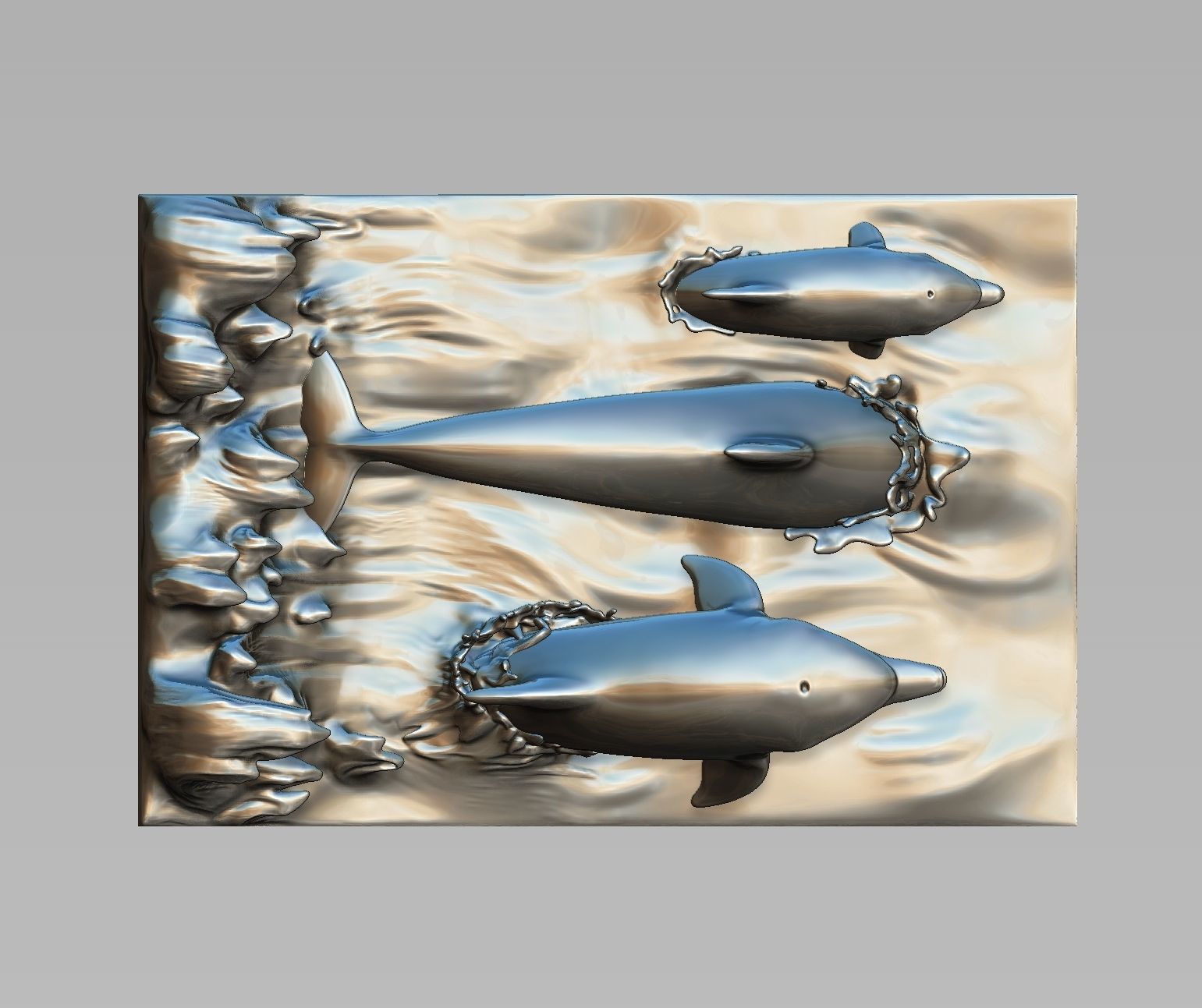 Dolphin family 3D print model_5