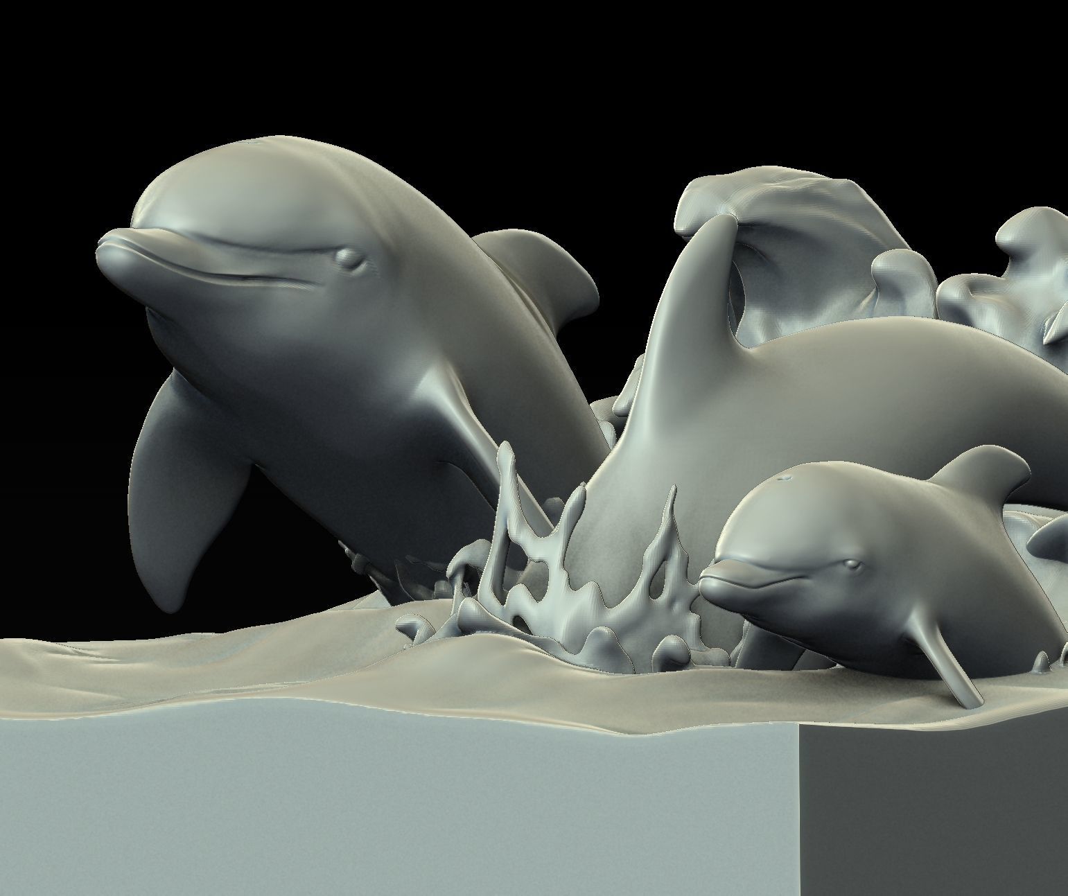 Dolphin family 3D print model_13