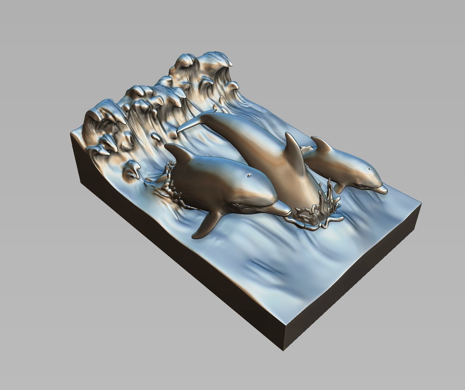 Dolphin family 3D print model_2