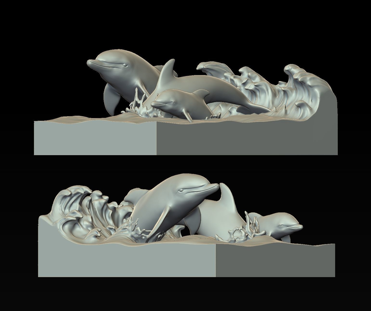Dolphin family 3D print model_12
