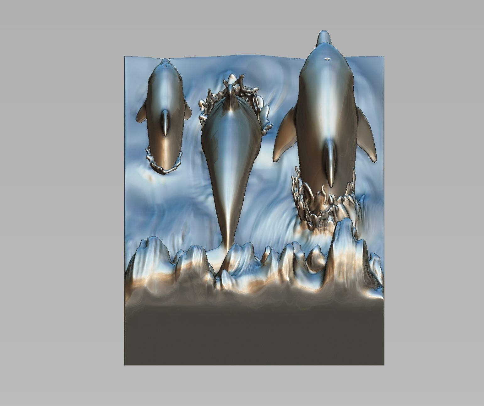 Dolphin family 3D print model_7