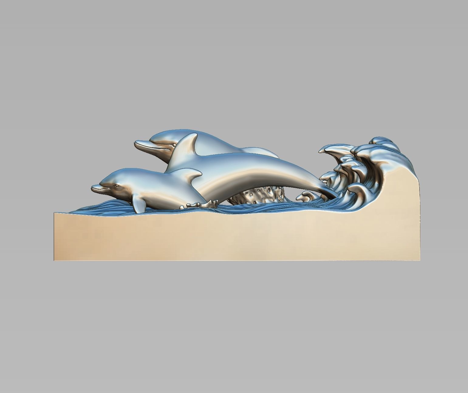 Dolphin family 3D print model_3