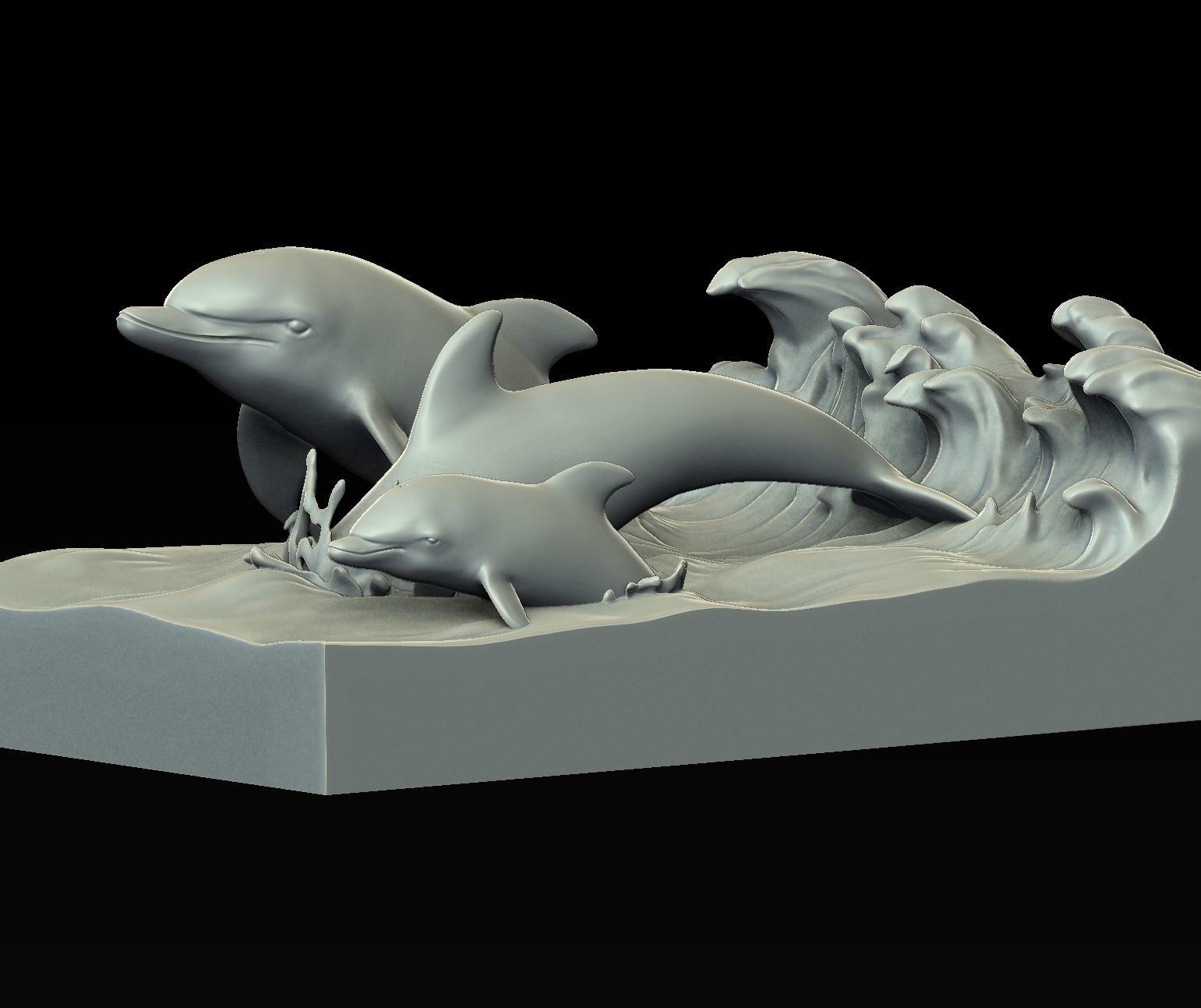 Dolphin family 3D print model_14