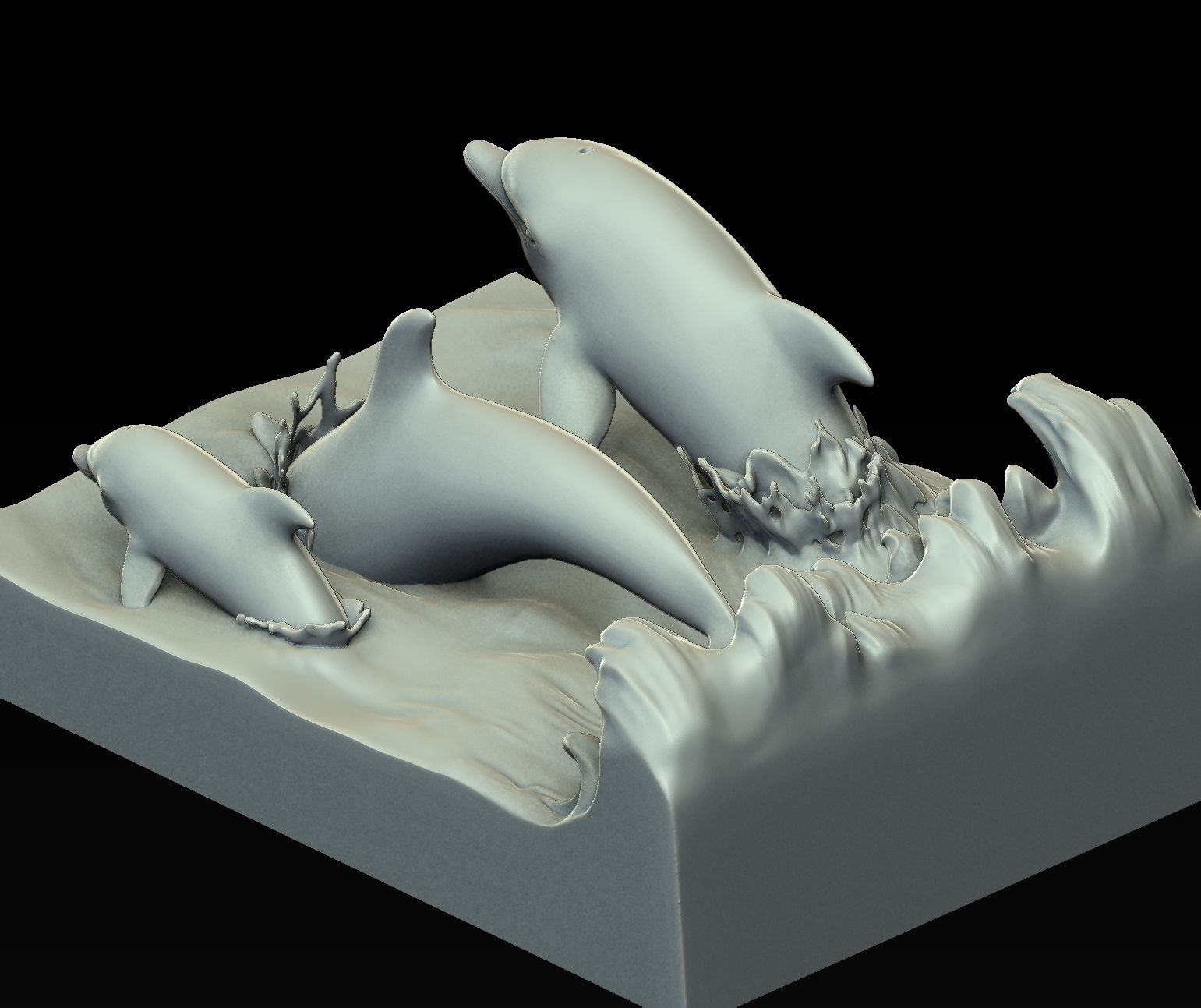 Dolphin family 3D print model_15