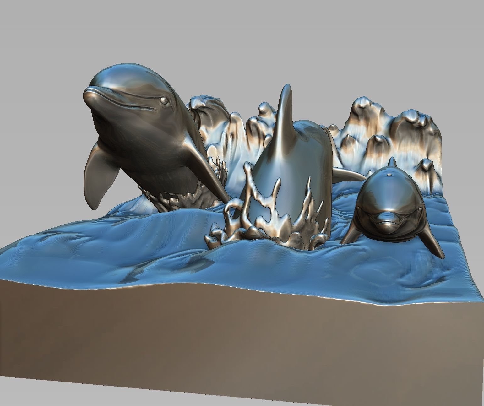 Dolphin family 3D print model_1
