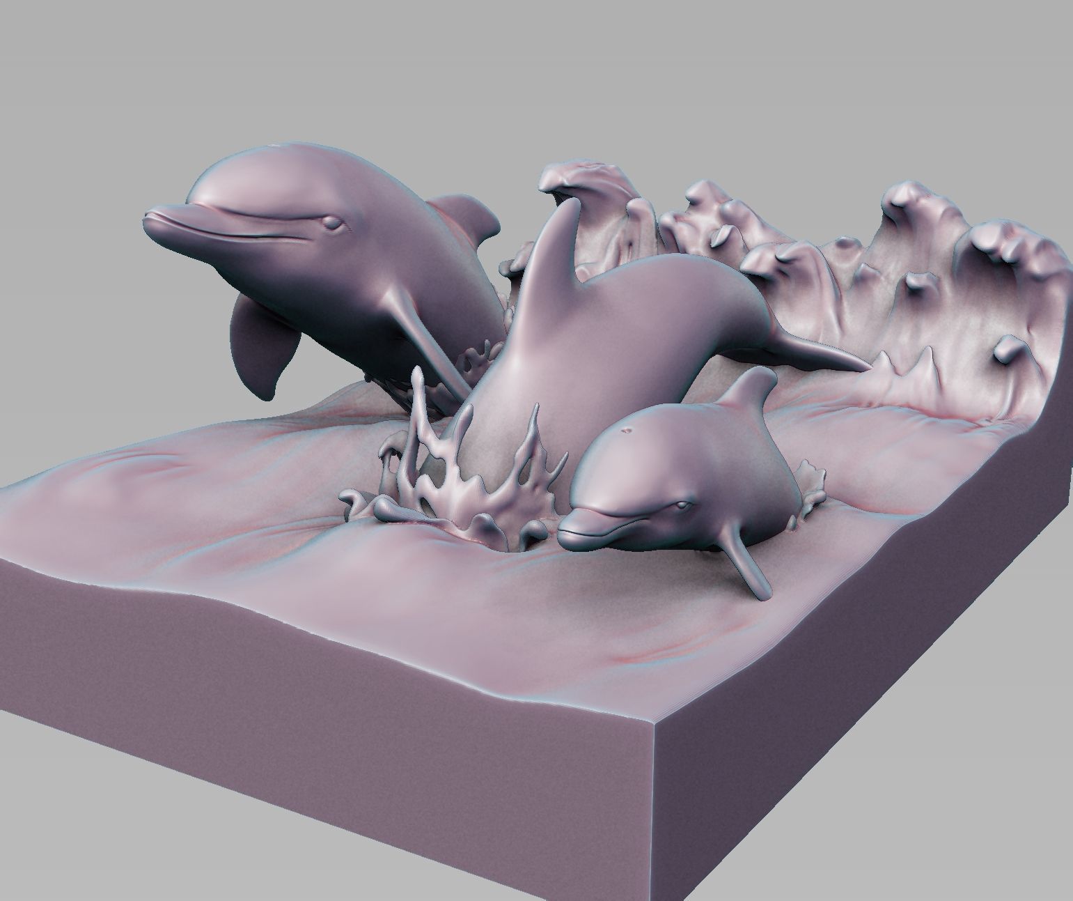 Dolphin family 3D print model_9