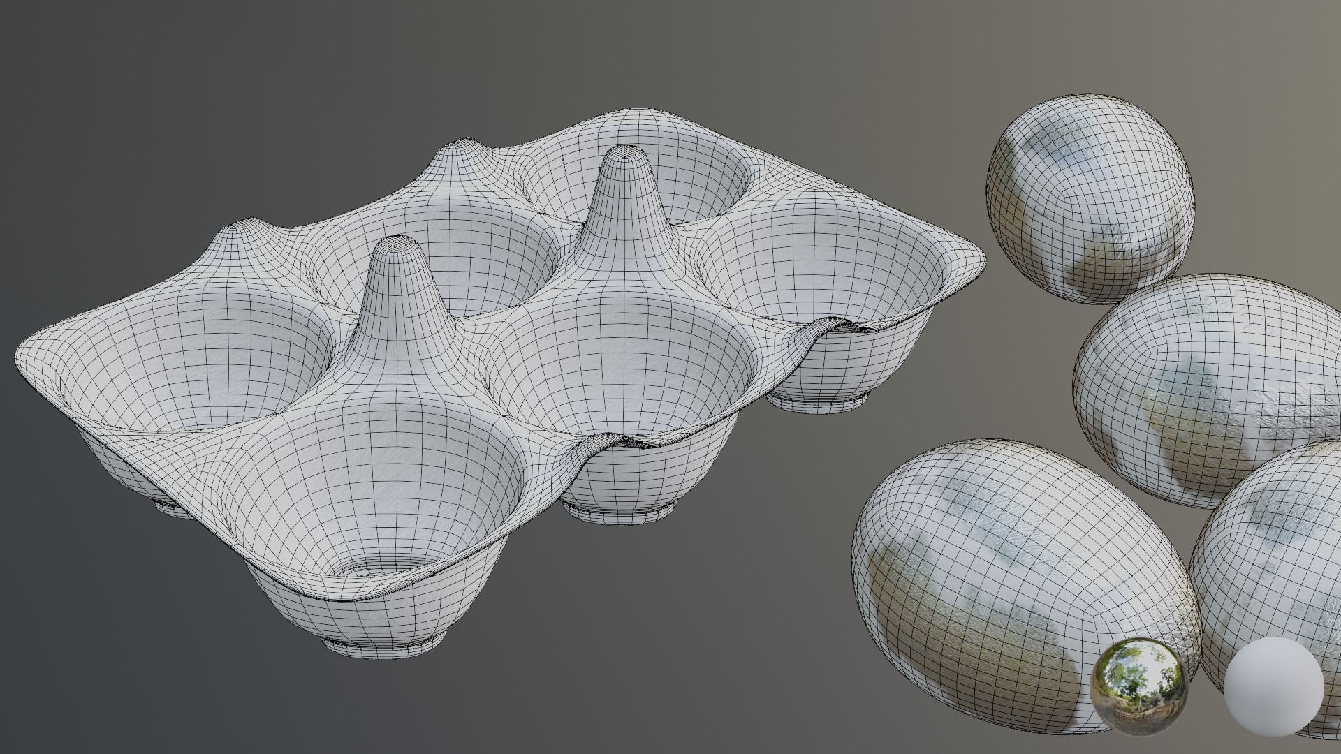 Golden Easter Eggs in Tray 3D model_11