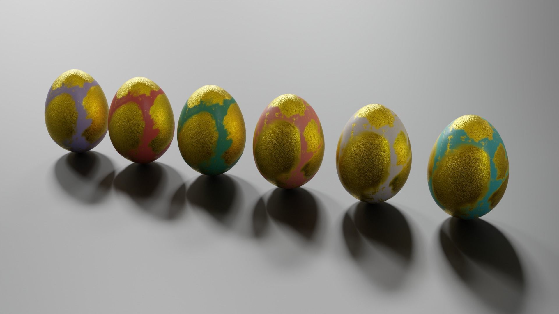 Golden Easter Eggs in Tray 3D model_5
