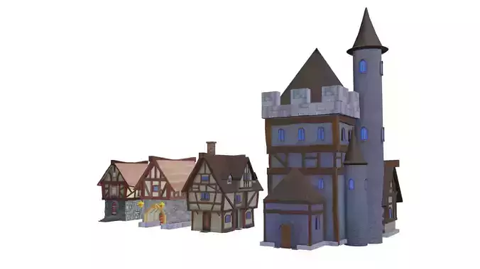 Medieval Houses - Mid Poly 3D model