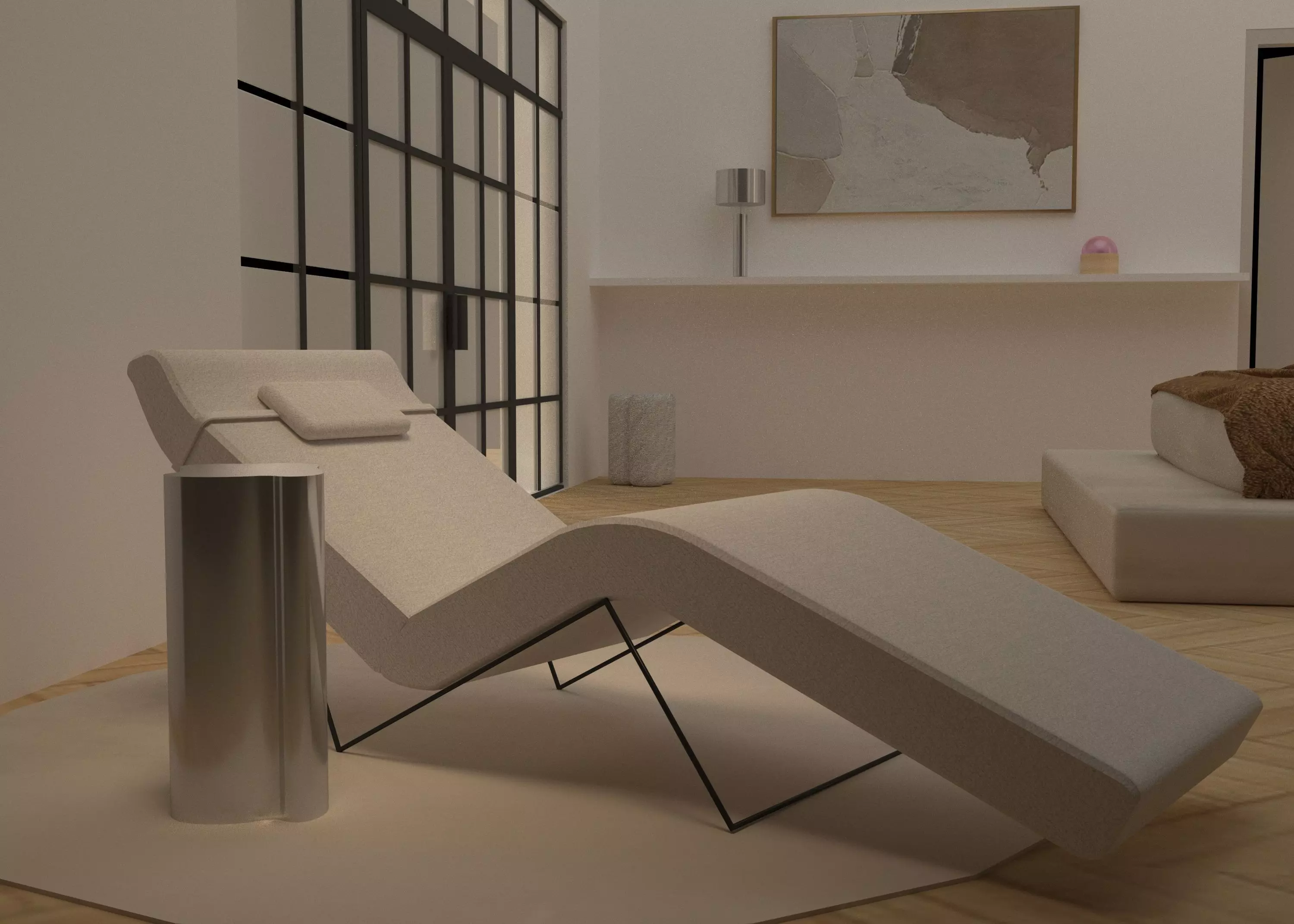 Luxurious Chaise Lounge - Indoor Furniture Free 3D model