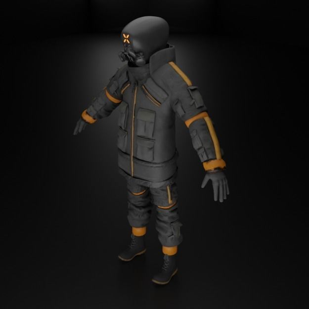 Cyberpunk Character Street Wear Low-poly 3D model_3