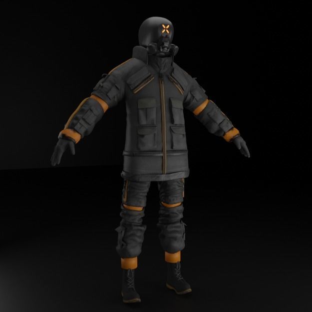 Cyberpunk Character Street Wear Low-poly 3D model_1