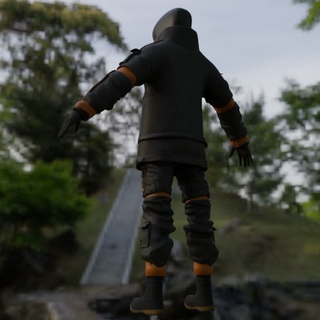 Cyberpunk Character Street Wear Low-poly 3D model_11