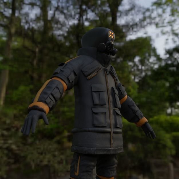 Cyberpunk Character Street Wear Low-poly 3D model_12