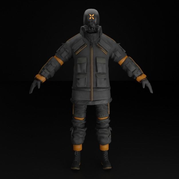 Cyberpunk Character Street Wear Low-poly 3D model_4