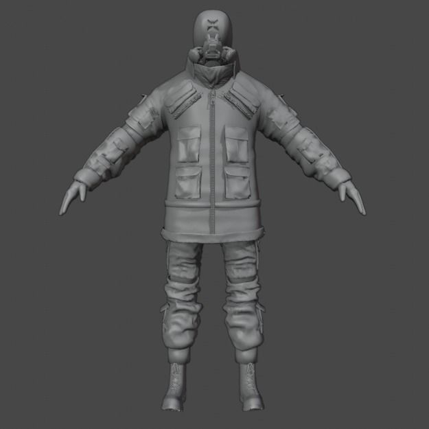 Cyberpunk Character Street Wear Low-poly 3D model_7