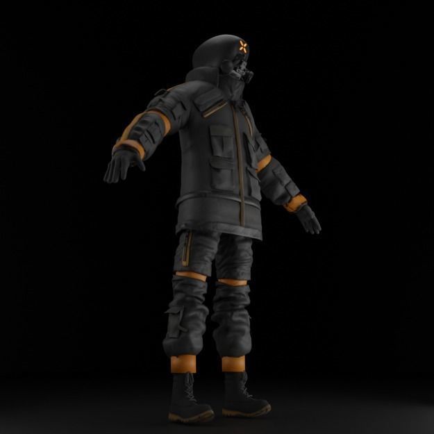 Cyberpunk Character Street Wear Low-poly 3D model_2