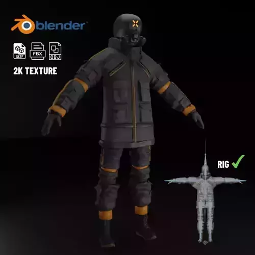 Cyberpunk Character Street Wear Low-poly 3D model