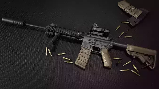 M4 Assault rifle Low-poly 3D model