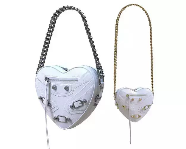 Balenciaga Le Cagole Heart Mini Bag White Low-poly 3D model