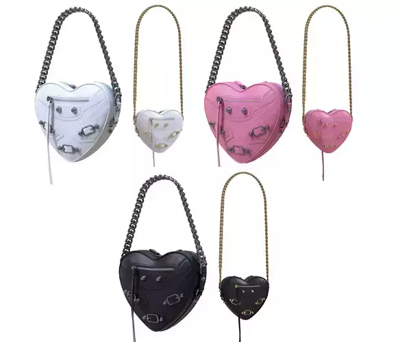 Balenciaga Le Cagole Heart Mini Bag 3D Model Collection