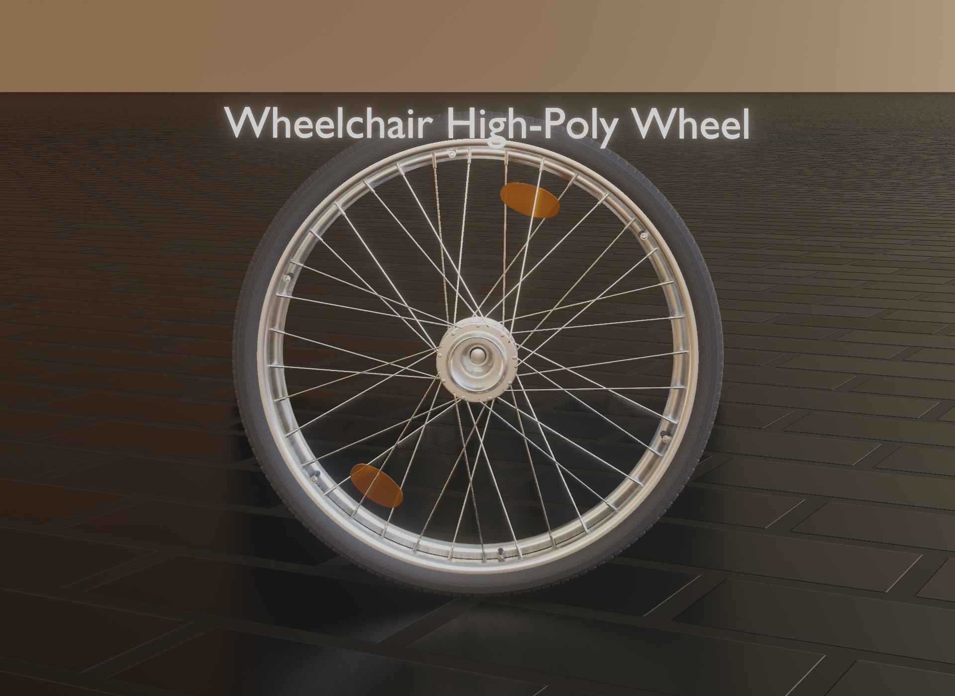 Wheelchair Wheel with Procedural PBR Material Setup 3D model_85