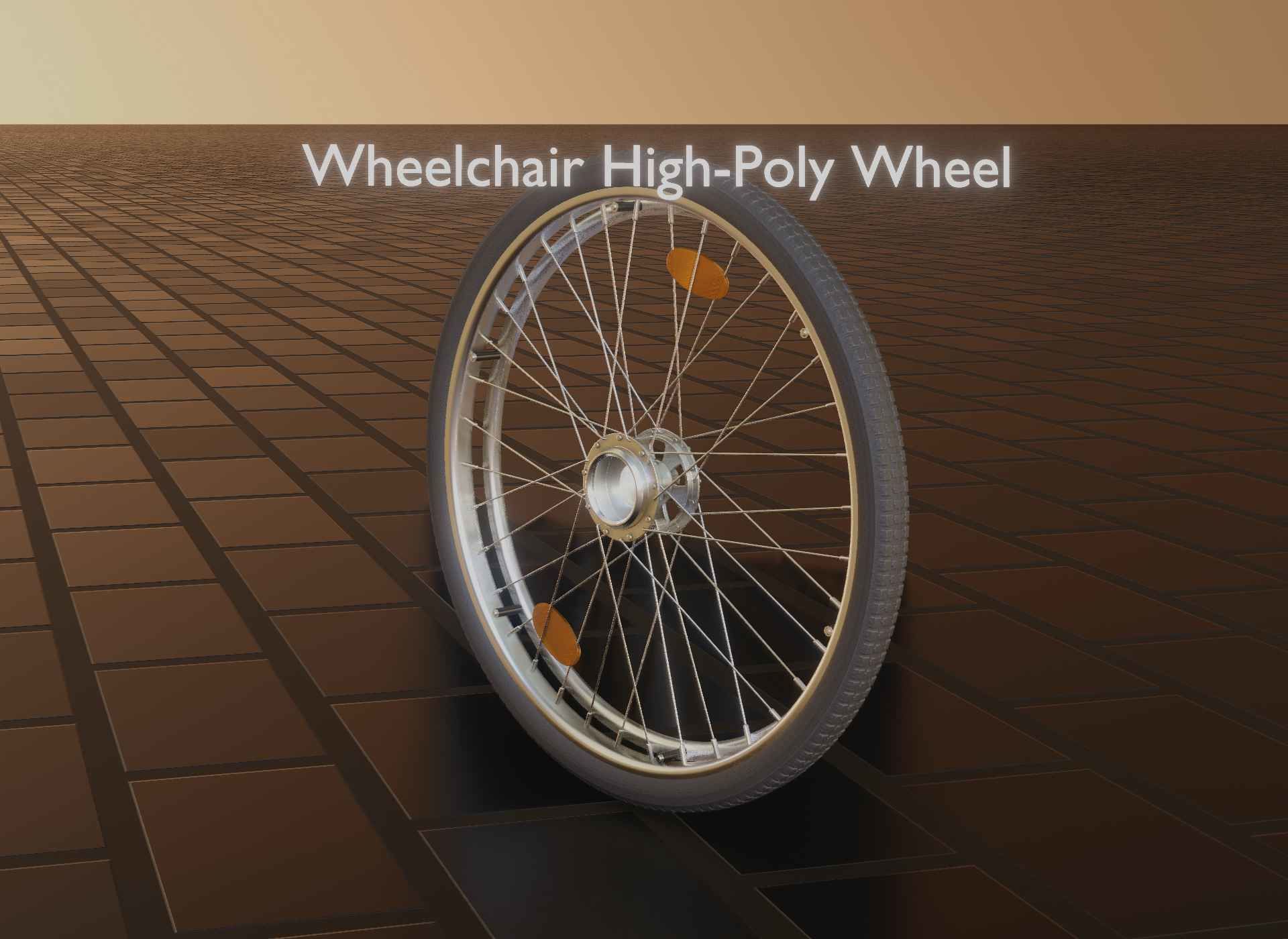 Wheelchair Wheel with Procedural PBR Material Setup 3D model_92