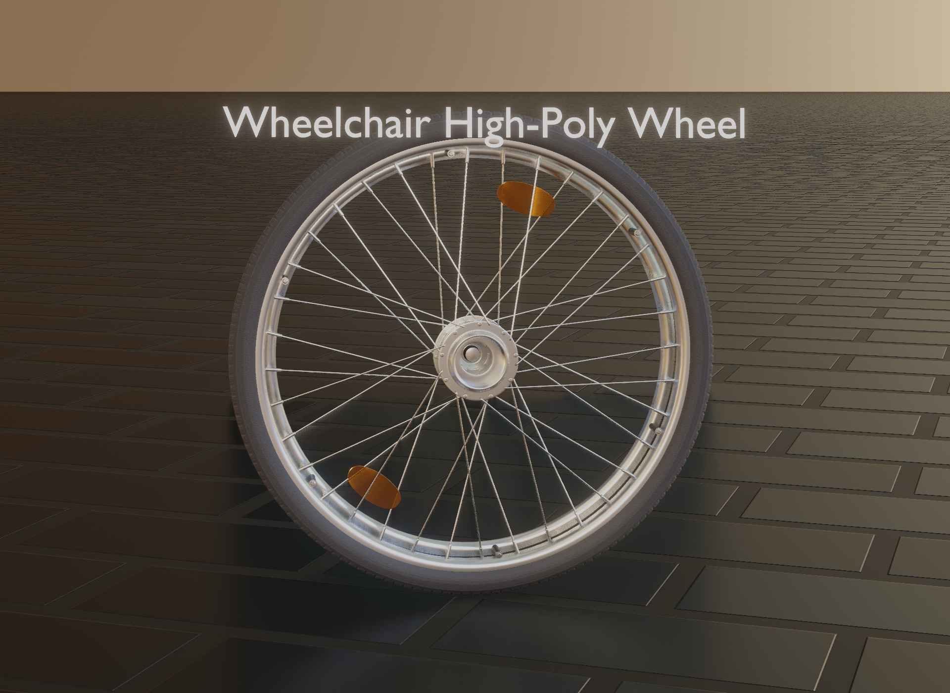 Wheelchair Wheel with Procedural PBR Material Setup 3D model_71