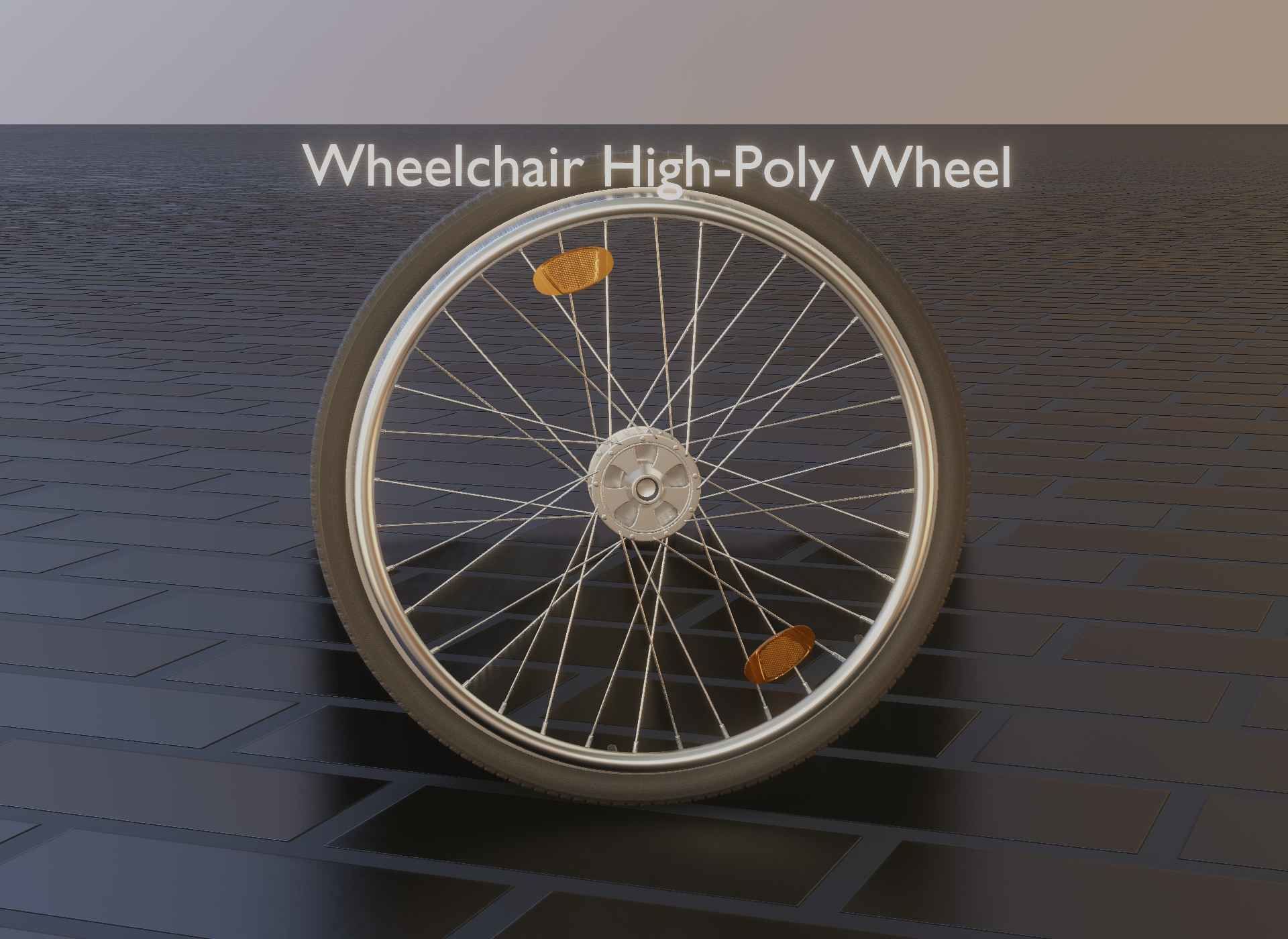 Wheelchair Wheel with Procedural PBR Material Setup 3D model_12