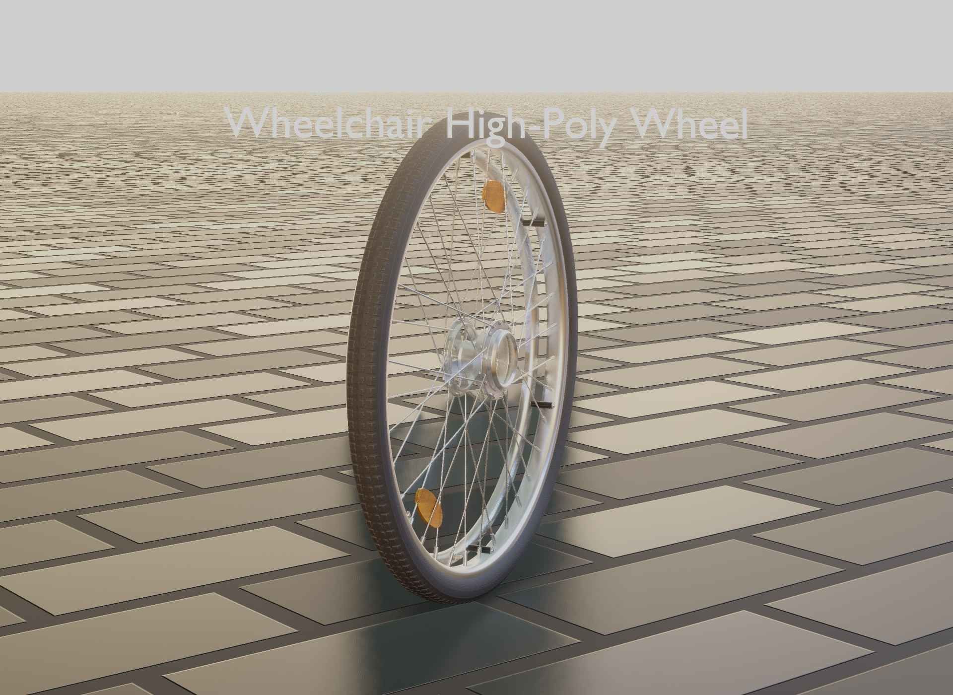 Wheelchair Wheel with Procedural PBR Material Setup 3D model_52