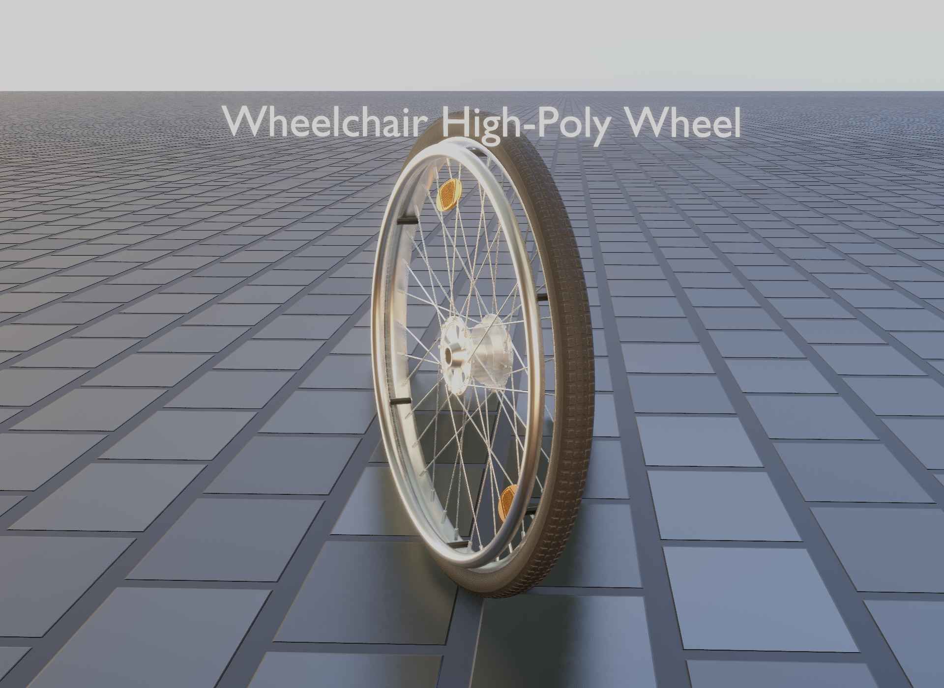 Wheelchair Wheel with Procedural PBR Material Setup 3D model_36