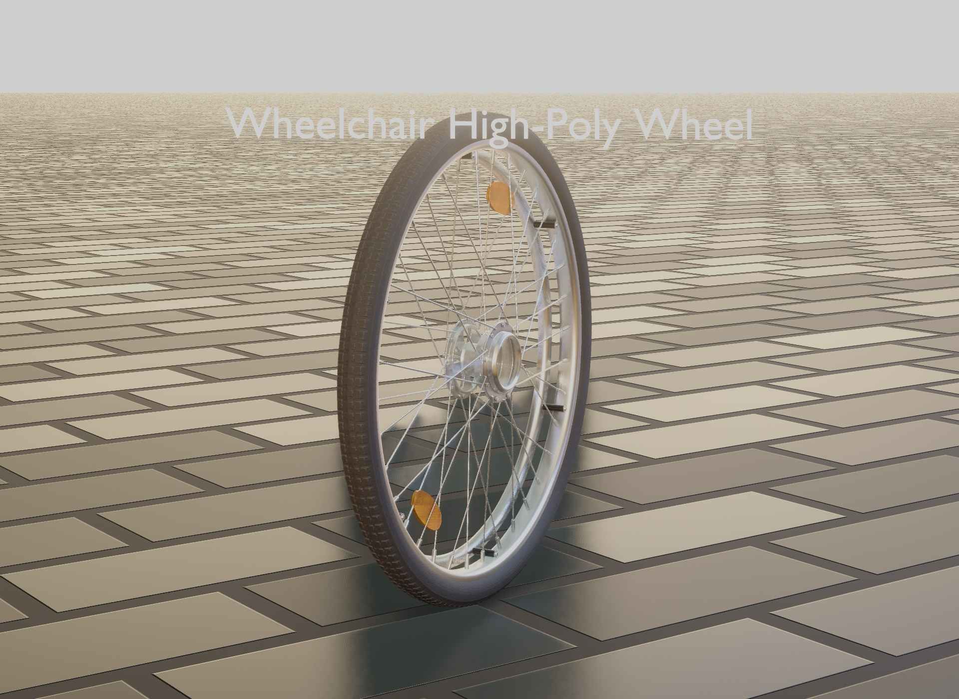 Wheelchair Wheel with Procedural PBR Material Setup 3D model_53