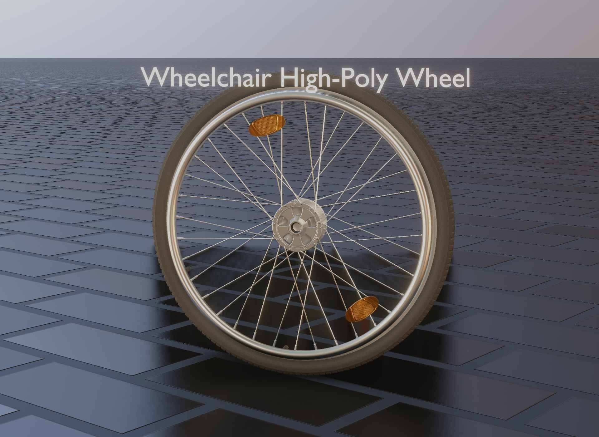 Wheelchair Wheel with Procedural PBR Material Setup 3D model_18