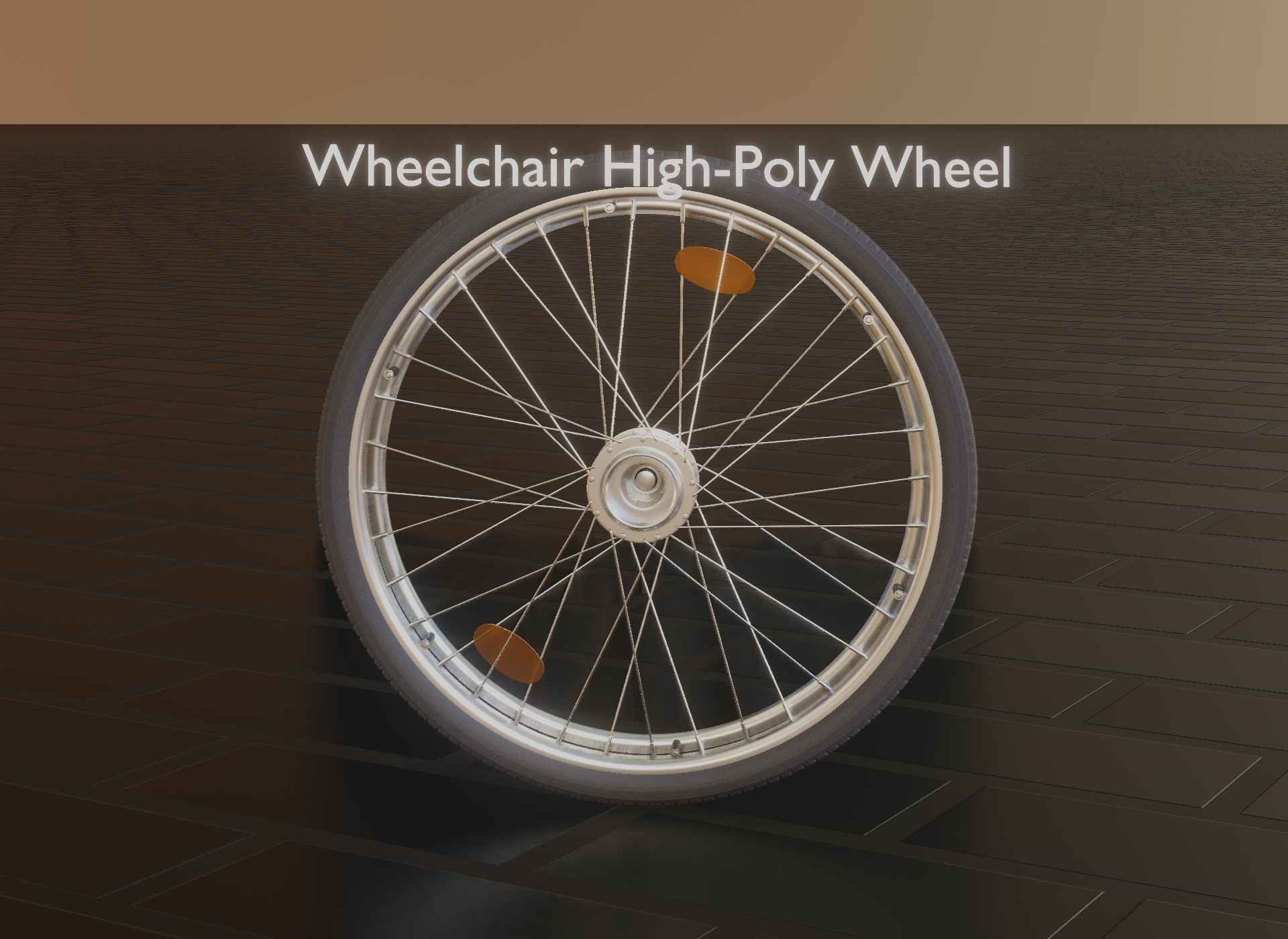 Wheelchair Wheel with Procedural PBR Material Setup 3D model_75