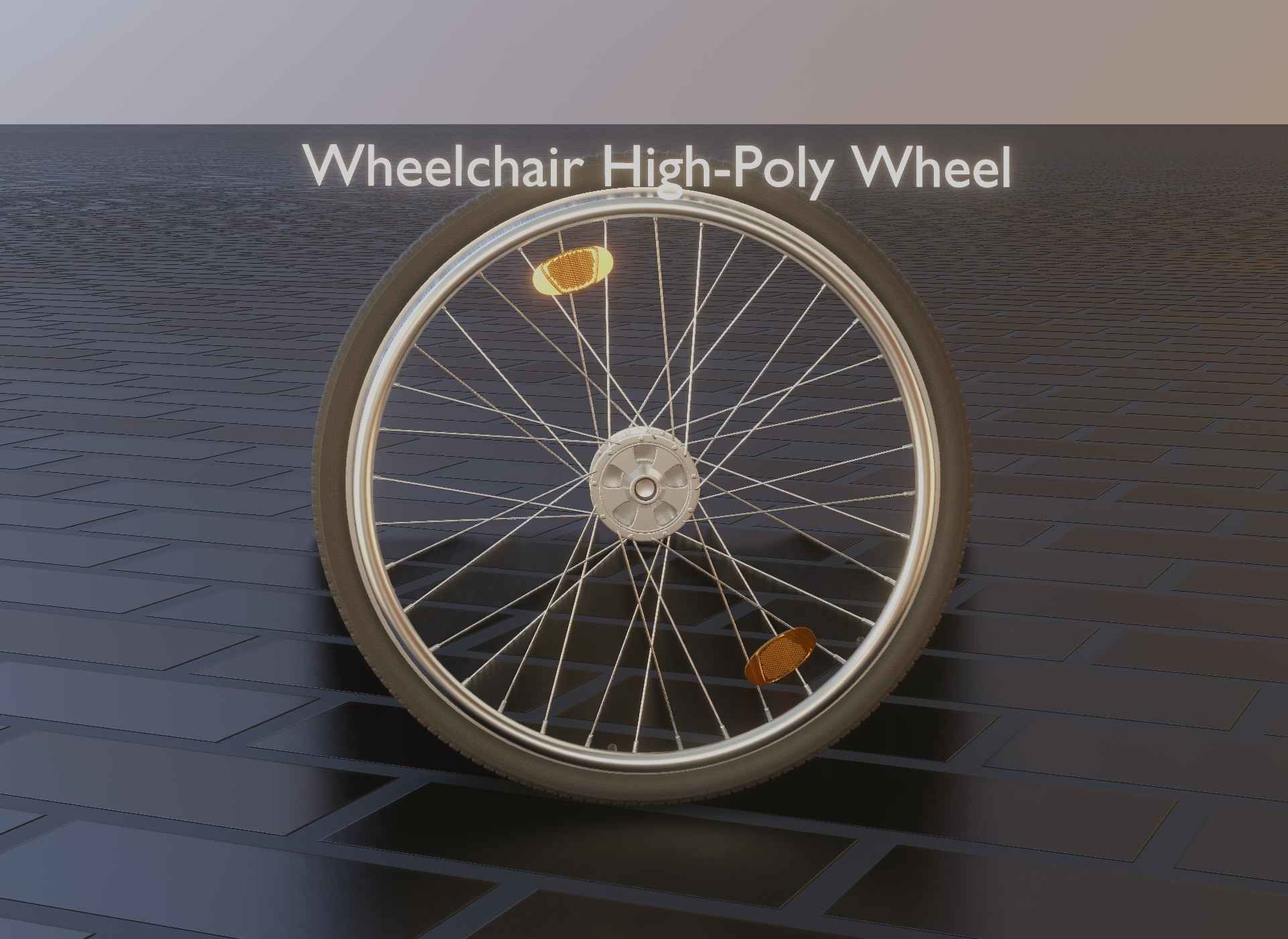 Wheelchair Wheel with Procedural PBR Material Setup 3D model_13