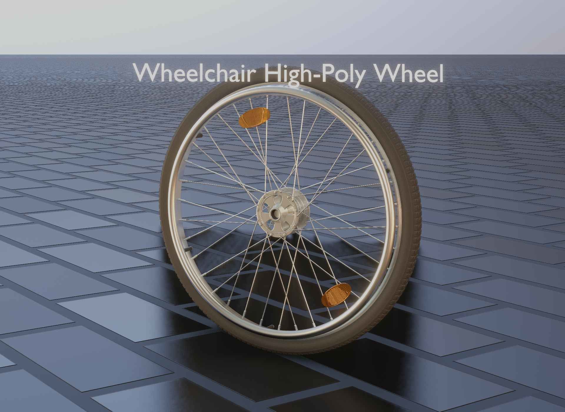 Wheelchair Wheel with Procedural PBR Material Setup 3D model_23